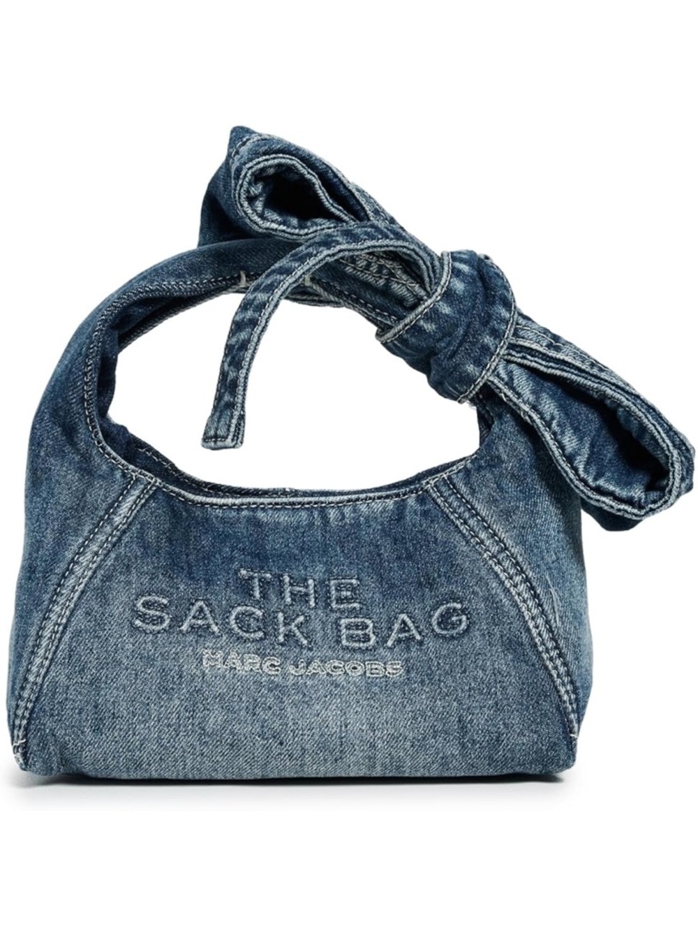 New Marc Jacobs Denim Bow The Sack Bag Mini Shoulder Bag in Blue